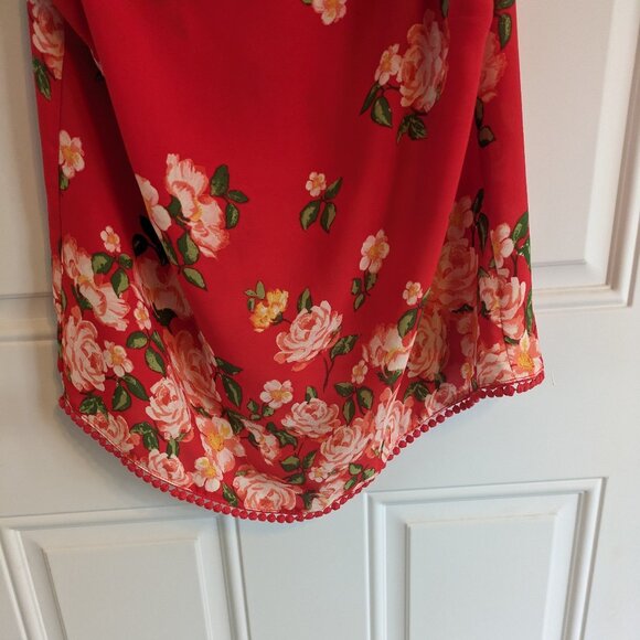 Twine & String Red Floral Print With Tie Back Detail Size Medium - Picture 4 of 10